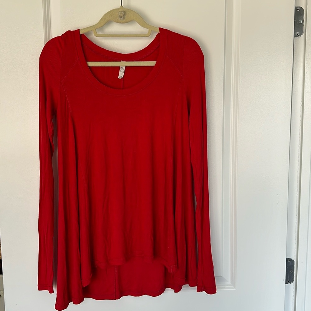 Red Free People long sleeve tunic tee